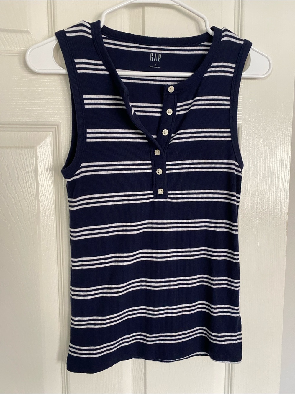 GAP Navy & White Striped Henley Tank